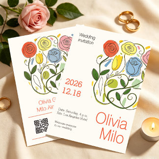Invitation florale simple et moderne dessinée à la