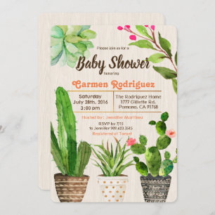 Invitation florale succulente de baby shower de