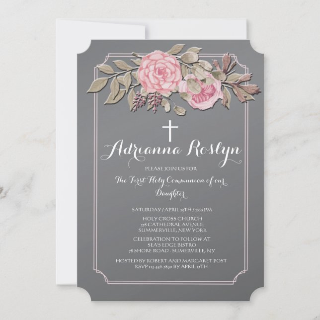 Invitation florale sur tableau noir (Devant)