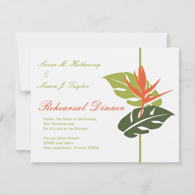 Invitation florale tropicale de dîner de (Devant)