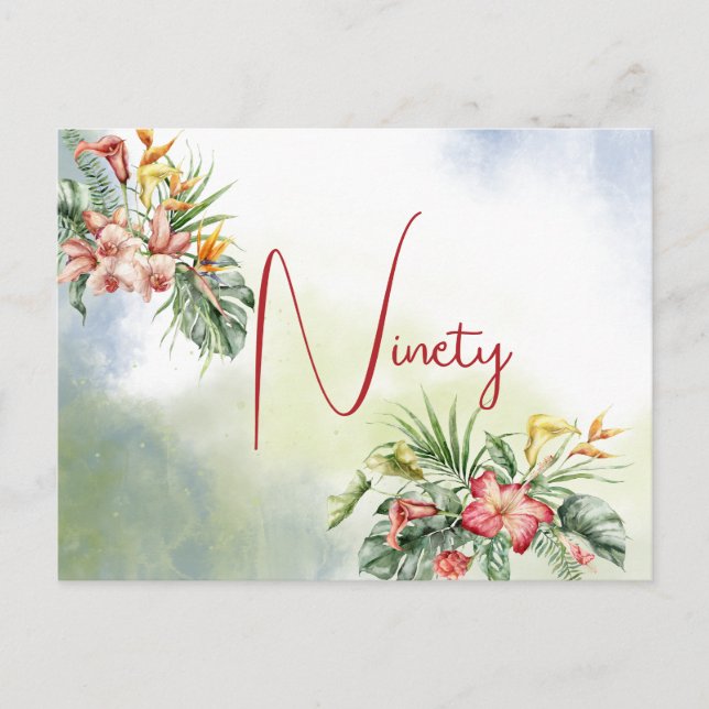 Invitation florale tropicale pour le 90e anniversa (Devant)