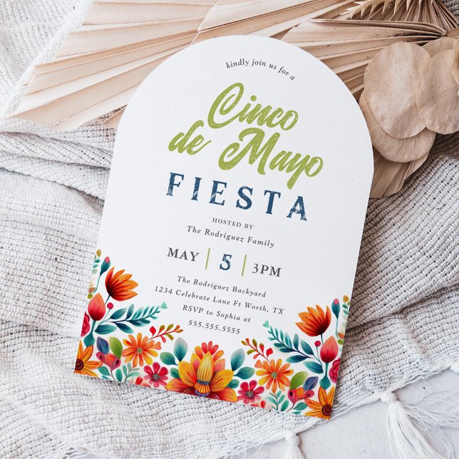 Invitation florale vibrante pour la fête de Cinco  (Créateur téléchargé)