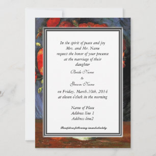 Invitation florale vintage, pavot rouge van Gogh