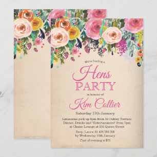 Invitation Florale Vintage pour Enterrement de Vie