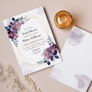 Invitation Florale Violet Douche nuptiale