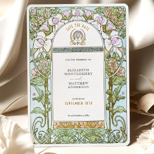 Invitation Florales bleues et bleues Art nouveau Enregistrer