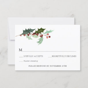Invitation Florales d'hiver et mariage À feuillage persistant