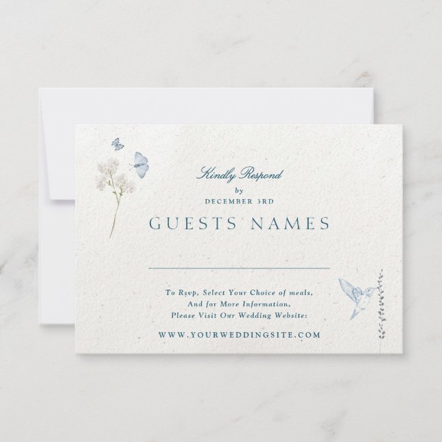 Invitation Florales d'hiver Mariage classique QR CODE RSVP (Devant)