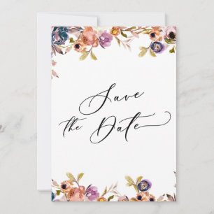 Invitation Florales peintes Calligraphie de luxe Enregistrer