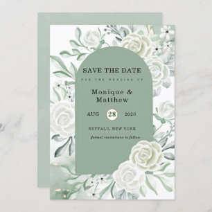 Invitation Florales Peintes Dusty Sage Enregistrer La Date