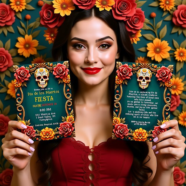 Invitation 💀 Florales & Phantoms, Día de los Muertos (💀🎉Florals & Phantoms, the Día de los Muertos Invitation)
