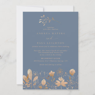 Invitation Florales roses d'or Élégant Mariage de fleurs de