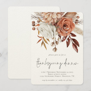 Invitation Florales Rustiques D'Automne Terracotta Thanksgivi
