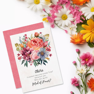 Invitation Florales vibrantes Maid of Honor Proposition