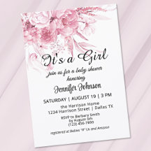 Florales Vintages douces rose C'est un Baby shower