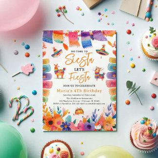 Invitation Florals Mexicain, Pas le temps de Siesta Anniversa