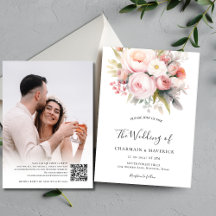 Florals Pink Photo Overlay QR Code Mariage