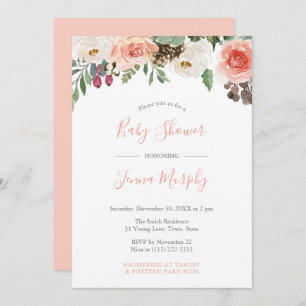 Invitation Florals Pods de semence Rustique Baby shower de fi