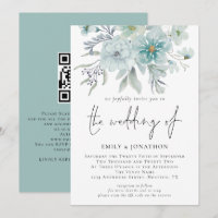 Floraux d'aquarelle de fond marin Mariage de code