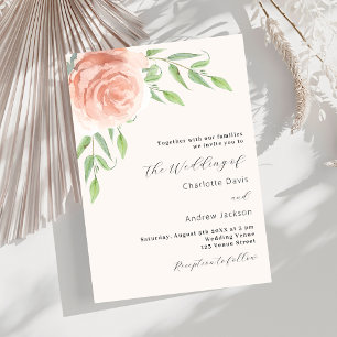 Invitation Floraux d'or rose verdure luxe mariage