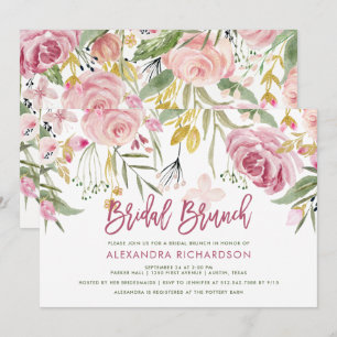 Invitation Floraux d'or rougissent brunch nuptiale