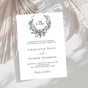 Invitation Floraux violet lavande simple mariage élégant