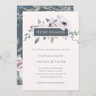 Invitation Floraux violets doux rougissent et partie de
