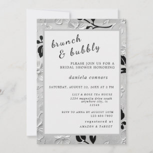 Invitation Flore B & W personnalisée Brunch & Bubbly