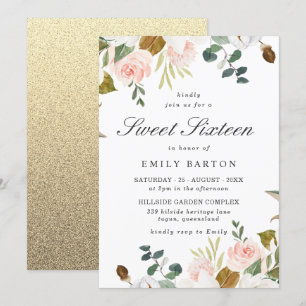 Invitation Flore Blanche & Blanche Avec Parties scintillant O