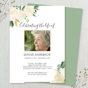 Invitation Flore blanche et or photo de la célébration de la