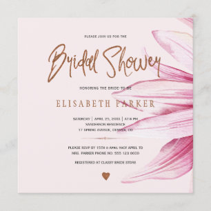 Invitation Flore brush cuivre parties scintillant script douc