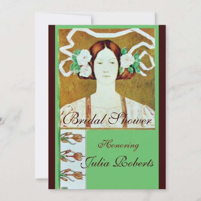 INVITATION FLORE / DAME AVEC ROSES BLANCHES FÊTE DES MARIÉES (Devant)