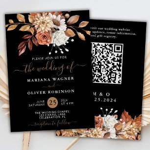 Invitation Flore d'aquarelle d'automne sur le Mariage de code
