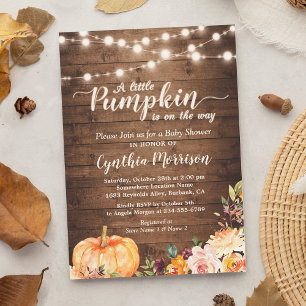 Invitation Flore de la chaîne de Baby shower Citrouille rusti