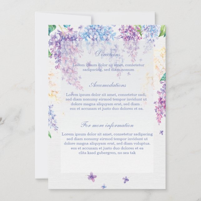 Invitation Flore de printemps Lilac Direction Mariage Floral (Devant)