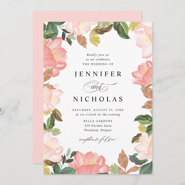 Invitation Flore de printemps | MARIAGE (Devant / Derrière)