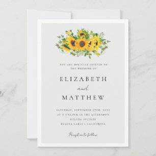 Invitation Flore de tournesol en un seul Mariage