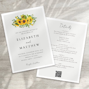 Invitation Flore de tournesol en un seul Mariage