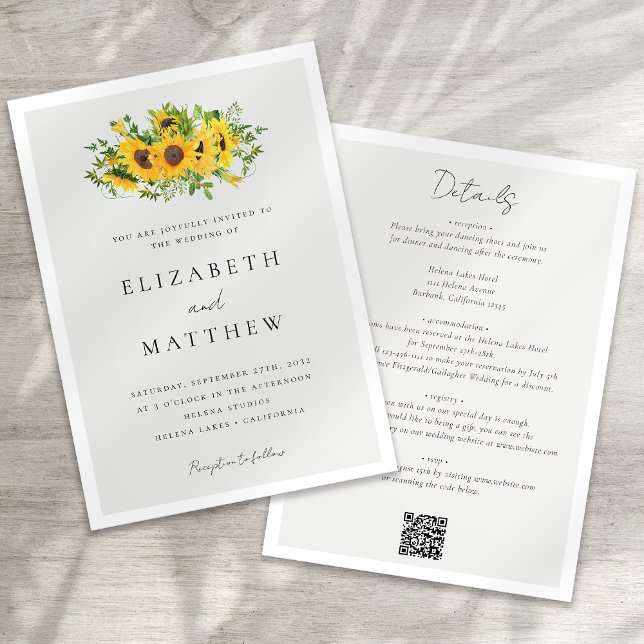 Invitation Flore de tournesol en un seul Mariage (Créateur téléchargé)