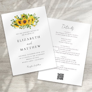 Invitation Flore de tournesol en un seul Mariage