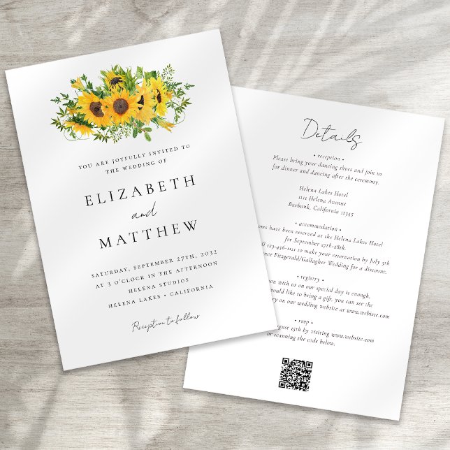 Invitation Flore de tournesol en un seul Mariage (Créateur téléchargé)
