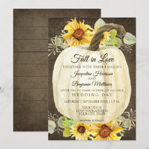 Invitation Flore de tournesol russe Citrouille blanc Bois rus