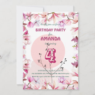 Invitation Flore dégradé rose Fleur Flore Anniversaire Parc