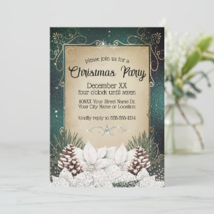 Invitation Flore d'hiver glamour avec Poinsettias blanches