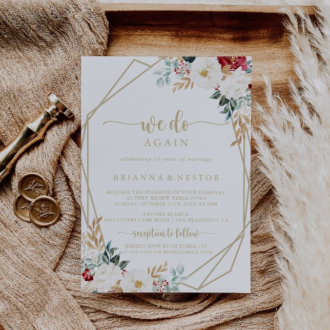 Invitation Flore D'Or Classique Nous Refaisons Vow Renouvelle (Créateur téléchargé)