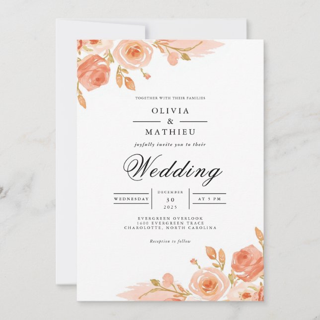 Invitation Flore douce Corner Mariage romantique (Devant)