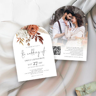 Invitation Flore en terre cuite Photo QR Code Mariage Arch