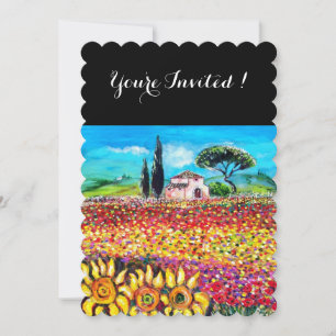 Invitation FLORE EN TOUSCANE/ Champs, Coquelicots et Tourneso
