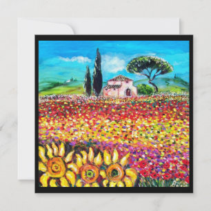 Invitation FLORE EN TOUSCANE/ Champs, Pavots et Tournesols