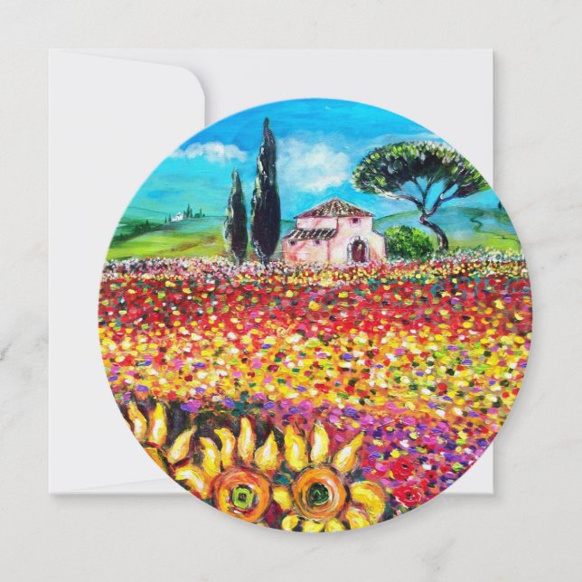 Invitation FLORE EN TOUSCANIE/ Champs, Coquelicots et Tournes (Devant)